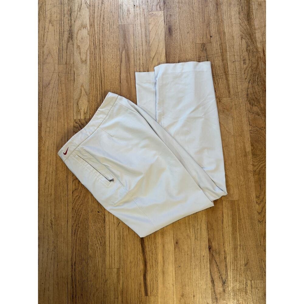 Women’s Nike Dri-Fit Dress Pants Trousers Zip Pockets Off White Crème, size 8